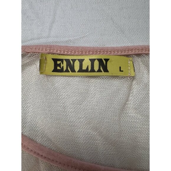 Ivory Sheer Mesh Top L Pink Floral Embroidered Y2K Coquette Fairycore Soft Girl - Picture 3 of 8